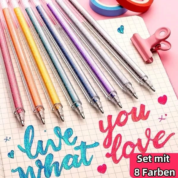 🔥Weihnachtsverkauf – 50% Rabatt🎨 Set mit glitzernden Gelstiften🎄Leuchtende Farben, grenzenlose Kreativität