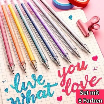 🔥Weihnachtsverkauf – 50% Rabatt🎨 Set mit glitzernden Gelstiften🎄Leuchtende Farben, grenzenlose Kreativität