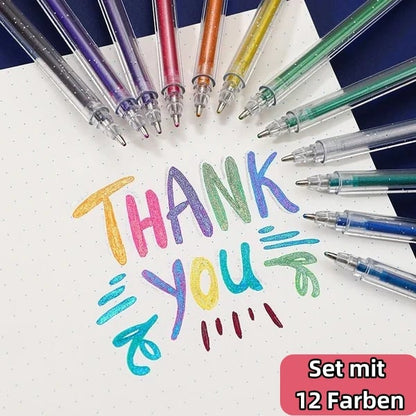 🔥Weihnachtsverkauf – 50% Rabatt🎨 Set mit glitzernden Gelstiften🎄Leuchtende Farben, grenzenlose Kreativität