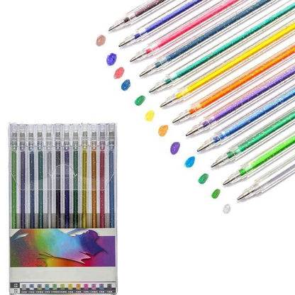 🔥Weihnachtsverkauf – 50% Rabatt🎨 Set mit glitzernden Gelstiften🎄Leuchtende Farben, grenzenlose Kreativität