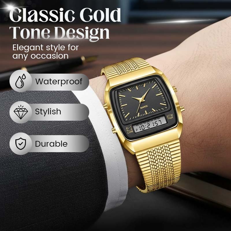 ⌚ 50% RABATT! 💧 Herren Multifunktionsuhr mit Dual-Display – Quarz & Digital, Edelstahlarmband & Wasserdicht ✨