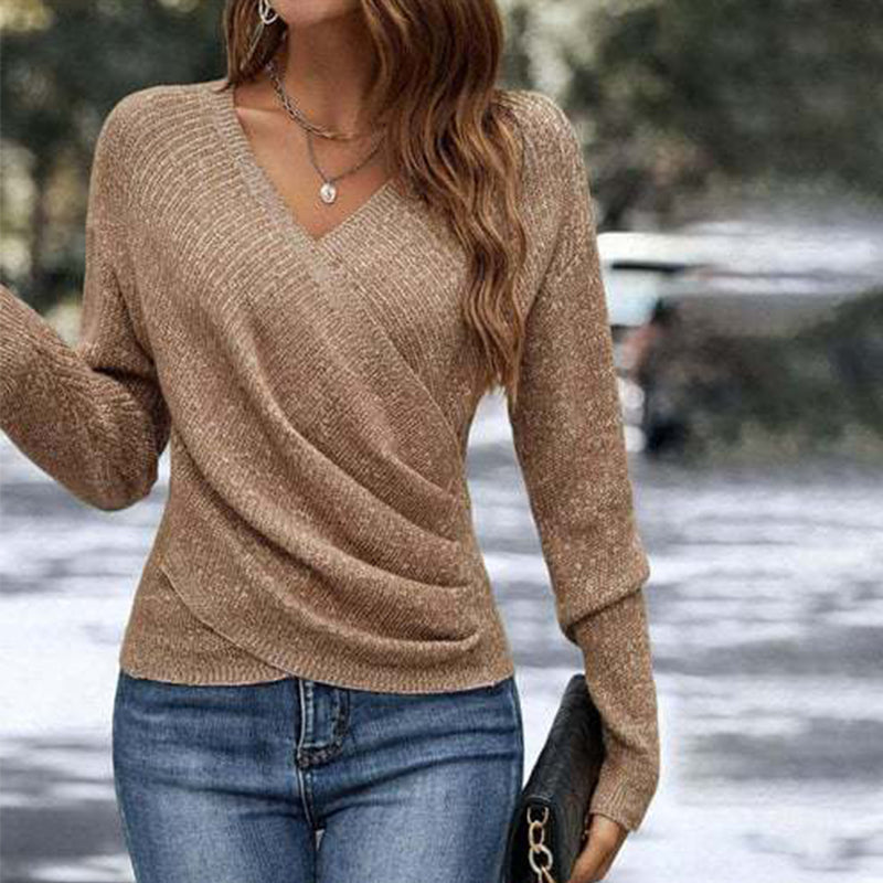 🎁🎁 Nur für kurze Zeit 50 % Rabatt: Elegantes, lässiges Strickoberteil mit V-Ausschnitt für Damen
