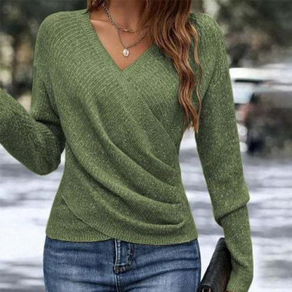 🎁🎁 Nur für kurze Zeit 50 % Rabatt: Elegantes, lässiges Strickoberteil mit V-Ausschnitt für Damen