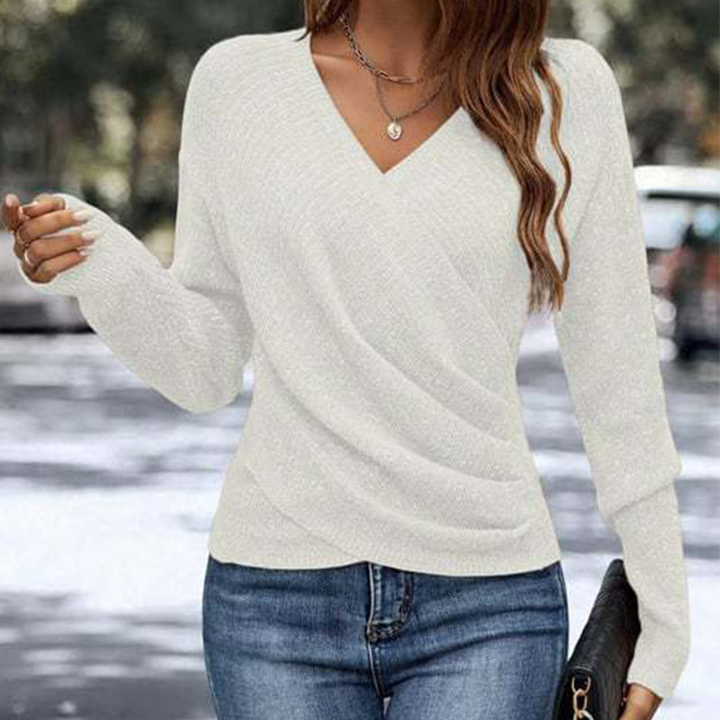 🎁🎁 Nur für kurze Zeit 50 % Rabatt: Elegantes, lässiges Strickoberteil mit V-Ausschnitt für Damen