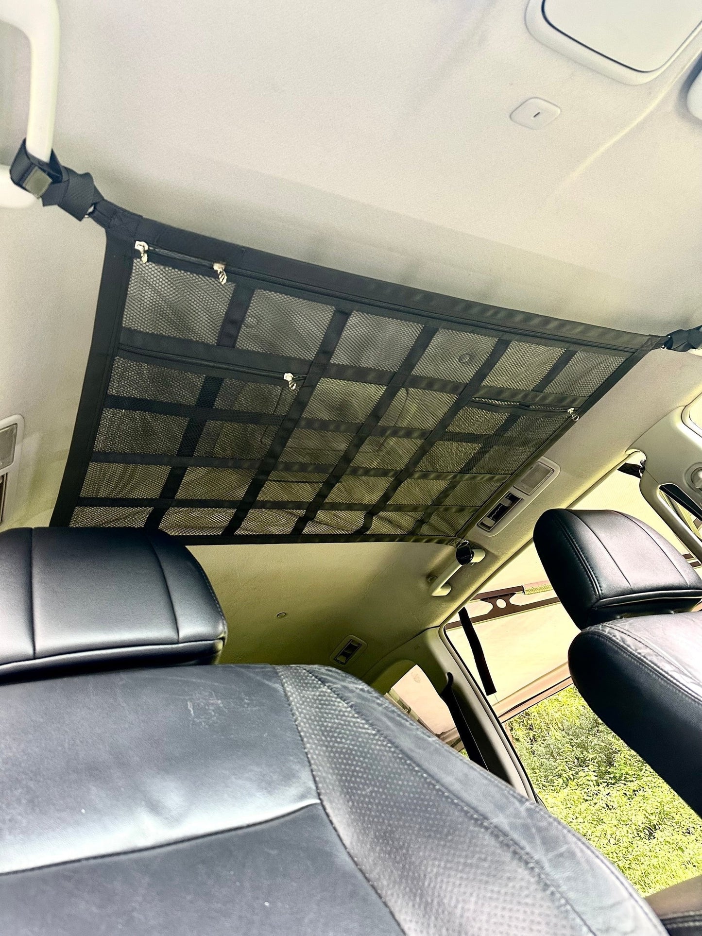 🚤 50% sparen! 🎣 Overhead Mesh Aufbewahrungsnetz – Mehrere Taschen & verstellbar für SUV/Van ✨