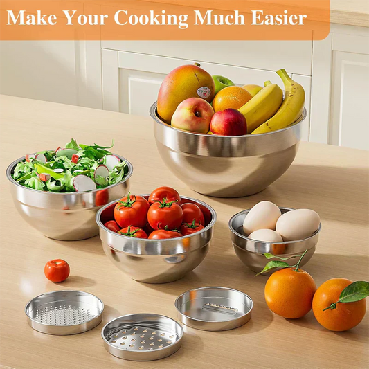 🛍️ 50 % Rabatt – 6-teiliges Edelstahl-Schüssel-Set mit Deckel – spritzschutz, vielseitig für Salat, Backen & Aufbewahrung 🥣