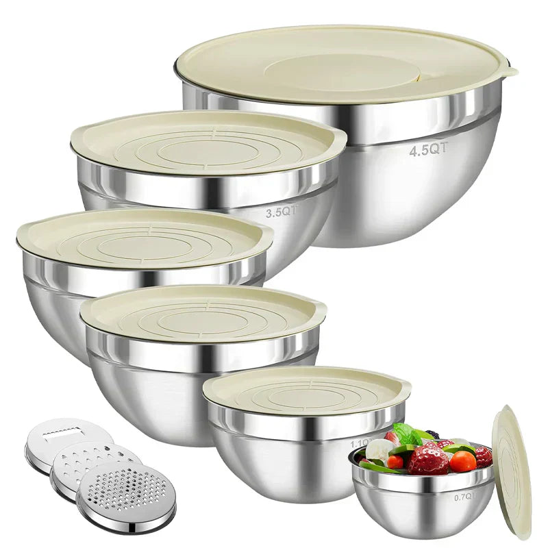 🧀 Küchen-Schüsseln Set 6tlg + 3 Raspelaufsätze 🔪 Kaufe mehr, erhalte gratis dazu!