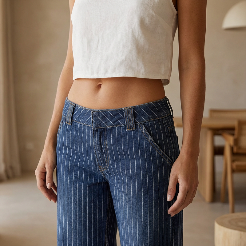 🔥Solange der Vorrat reicht 40 % Rabatt!🎉Damen-Jeans mit Streifenmuster und niedriger Leibhöhe im Y2K-Stil