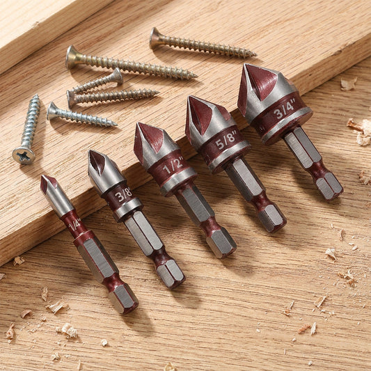 🔩Hochkarbonstahl-Senkbohrer-Set — Professioneller Präzisionsbohrer für Holz und Metall!🔩