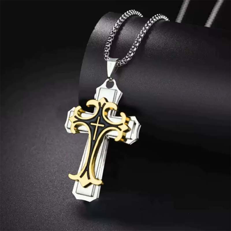 ✝️🖤Herren Kreuzkette mit Muster – Markantes Design, stilvoll & alltagstauglich