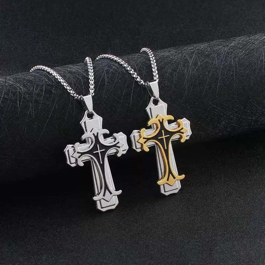 ✝️🖤Herren Kreuzkette mit Muster – Markantes Design, stilvoll & alltagstauglich