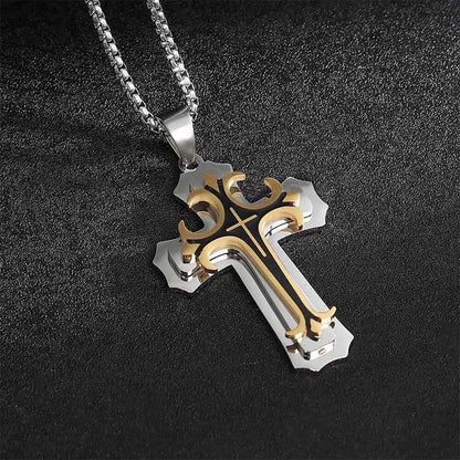 ✝️🖤Herren Kreuzkette mit Muster – Markantes Design, stilvoll & alltagstauglich