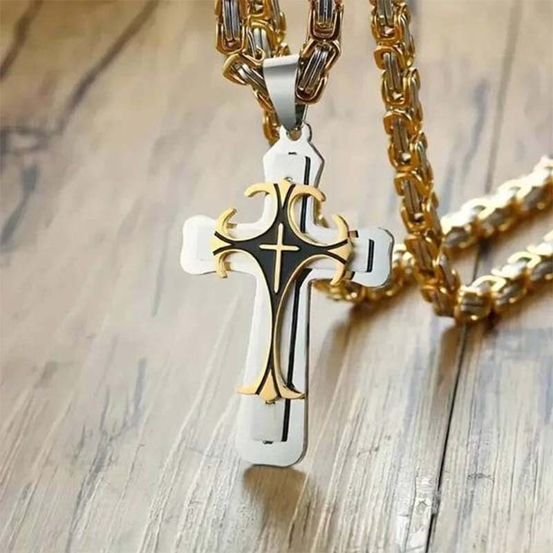 ✝️🖤Herren Kreuzkette mit Muster – Markantes Design, stilvoll & alltagstauglich