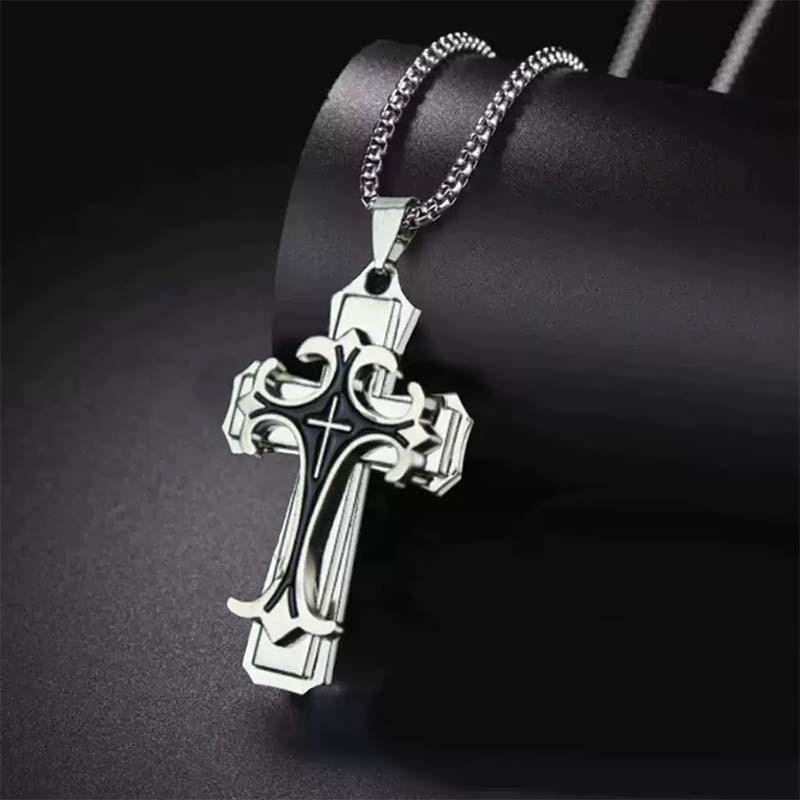 ✝️🖤Herren Kreuzkette mit Muster – Markantes Design, stilvoll & alltagstauglich