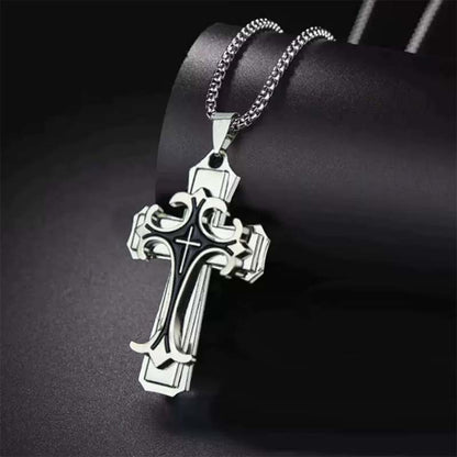 ✝️🖤Herren Kreuzkette mit Muster – Markantes Design, stilvoll & alltagstauglich