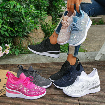 👟 50% RABATT! ✨ Atmungsaktive Sneaker aus Mesh mit Strassverzierung – Funkelndes Design, Leichte Belüftung & Rutschfeste Sohle 💎