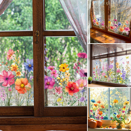 ✨Kaufen Sie eins, bekommen Sie eins gratis dazu!💐Bunter Blumenstrauß-Fensteraufkleber🖼️