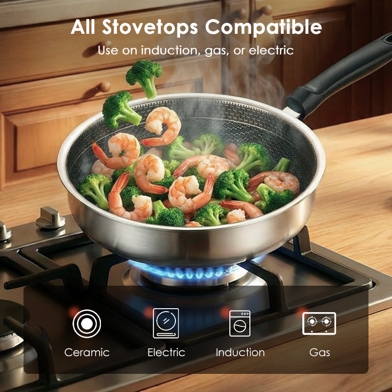 🍯🔥 Waben-Antihaft-Pfanne aus Edelstahl: 50% Rabatt!⚡⚡ Perfekt für fettarmes und gesundes Braten.