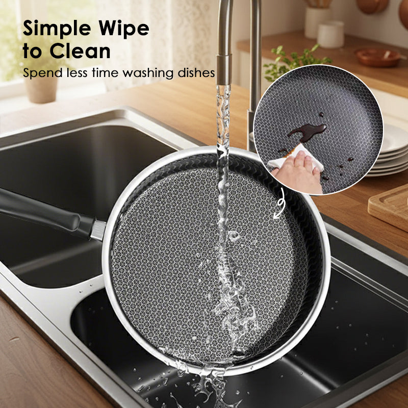 🍯🔥 Waben-Antihaft-Pfanne aus Edelstahl: 50% Rabatt!⚡⚡ Perfekt für fettarmes und gesundes Braten.