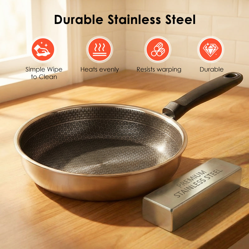 🍯🔥 Waben-Antihaft-Pfanne aus Edelstahl: 50% Rabatt!⚡⚡ Perfekt für fettarmes und gesundes Braten.