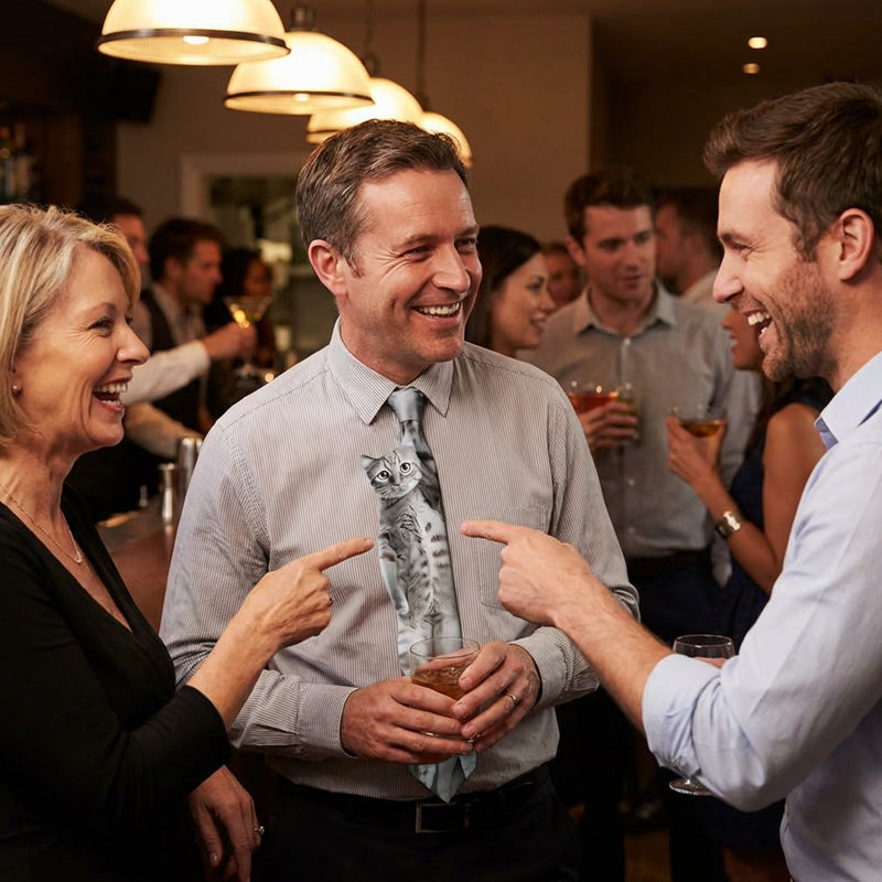 😺😺ereits 3.000 verkauft!！🤩🤩Realistische hängende Katzenkrawatte für Männer