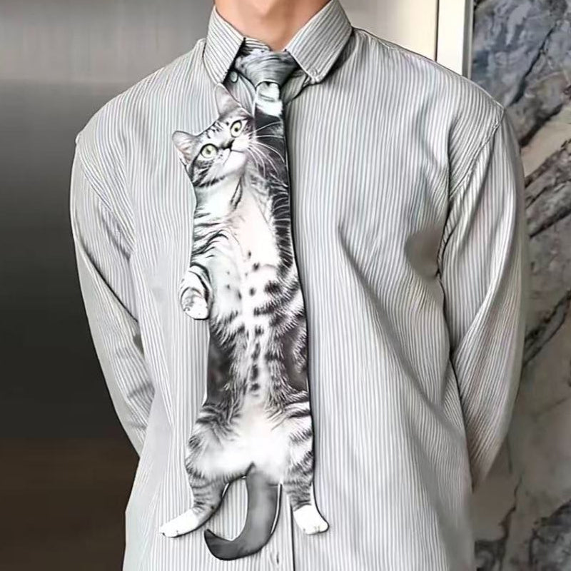 😺😺ereits 3.000 verkauft!！🤩🤩Realistische hängende Katzenkrawatte für Männer