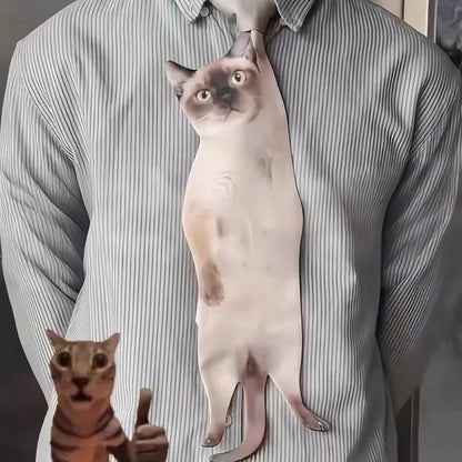 😺😺ereits 3.000 verkauft!！🤩🤩Realistische hängende Katzenkrawatte für Männer