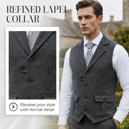 🎯🎯 Das neue Modell 2026 ist da!！🎽Herren-Weste aus klassischem Tweed mit Fischgrätenmuster