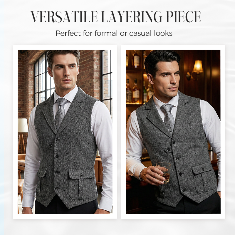 🎯🎯 Das neue Modell 2026 ist da!！🎽Herren-Weste aus klassischem Tweed mit Fischgrätenmuster