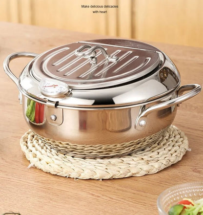 🍤 50% RABATT! 🍳 Edelstahl‑Tempura‑Topf – Temperaturkontrolle, Filtersieb & kompakt ✨