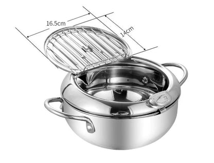 🍤 50% RABATT! 🍳 Edelstahl‑Tempura‑Topf – Temperaturkontrolle, Filtersieb & kompakt ✨