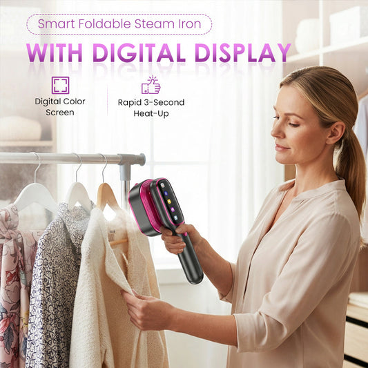 🚀 Neu 2026 – Jetzt verfügbar! Intelligentes faltbares Dampfbügeleisen mit Digitalanzeige