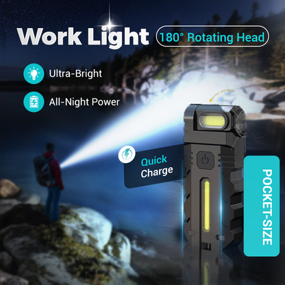 💎 Mehr kaufen, mehr sparen!💎 180° drehbare LED-Arbeitsleuchte – Zweistrahler, Magnetfuß und USB-C-Ladeanschluss
