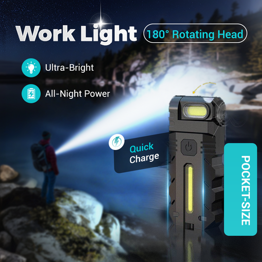 💎 Mehr kaufen, mehr sparen!💎 180° drehbare LED-Arbeitsleuchte – Zweistrahler, Magnetfuß und USB-C-Ladeanschluss