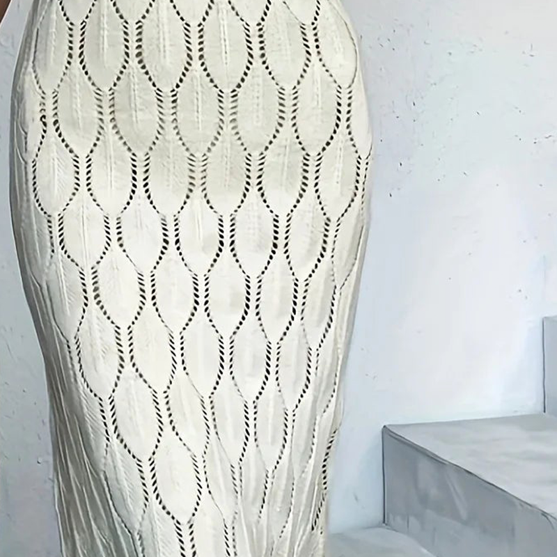 💃🎀 2026 Neu eingetroffen Elegantes Kleid mit V-Ausschnitt & Pointelle-Strickmuster ✨