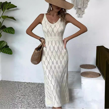 💃🎀 2026 Neu eingetroffen Elegantes Kleid mit V-Ausschnitt & Pointelle-Strickmuster ✨