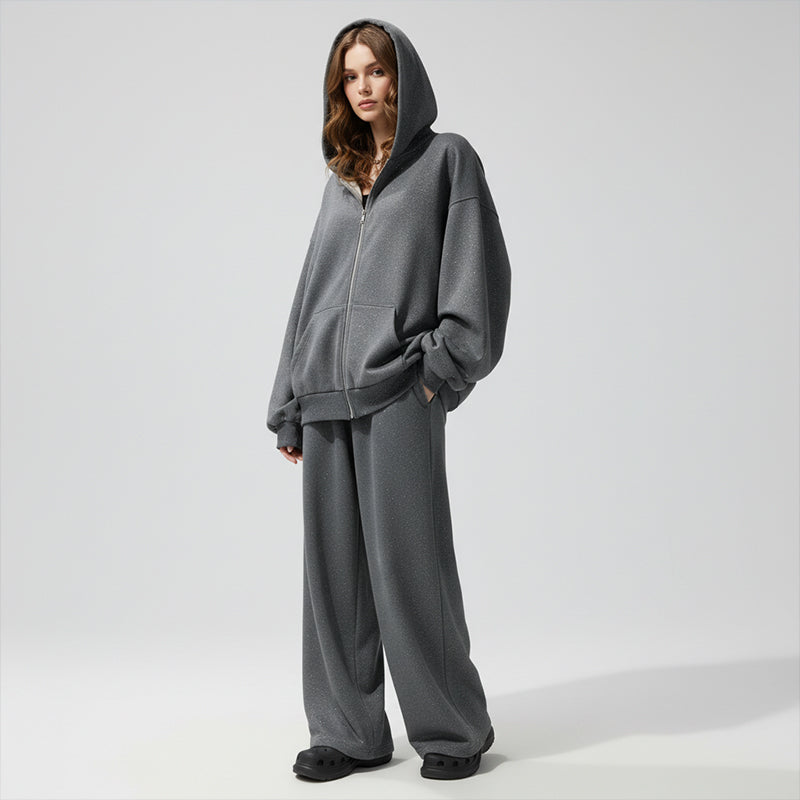 🎀💖 2026 Neue Kollektion! Glitzer-Kapuzenjacke + Weite Hose für Damen ✨ Trend & Komfort