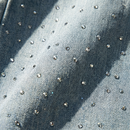 ✨ 2026 Frühling: Damen Weitbein-Jeans mit Strasssteinen – Hoher Bund, Schlankmachend & Funkelnd – Für Alltag & Party, S-2XL