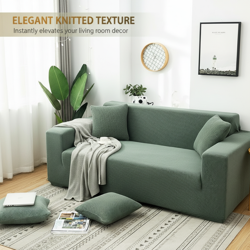 🛋️ Stretch-Sofa-Bezug mit Jacquard-Muster – Rundum-Passform für Couch & Sessel – Elastischer Möbel-Schoner in Übergröße – Waschbarer Polsterbezug