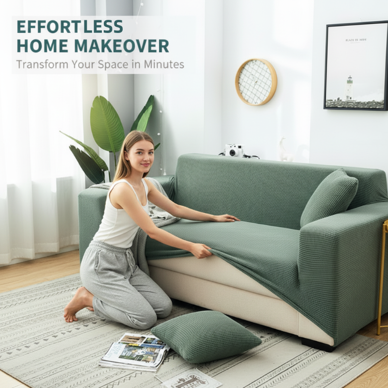 🛋️ Stretch-Sofa-Bezug mit Jacquard-Muster – Rundum-Passform für Couch & Sessel – Elastischer Möbel-Schoner in Übergröße – Waschbarer Polsterbezug