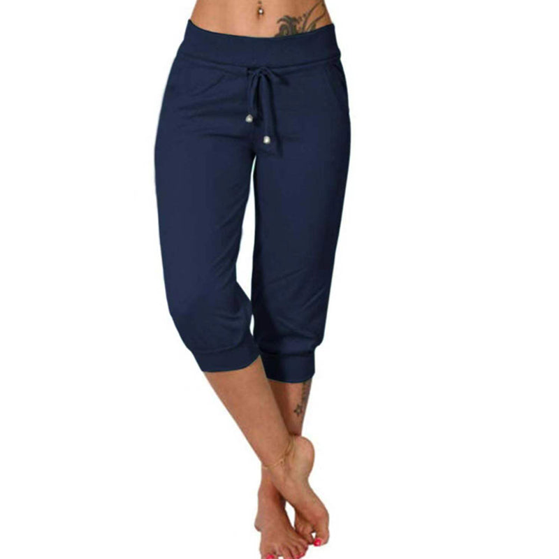 🔥Solange der Vorrat reicht 50 % Rabatt!🎉Damen 3/4 Jogginghose – Strickstoff, Hoher Bund mit Kordelzug, Mit Taschen