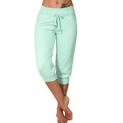 🔥Solange der Vorrat reicht 50 % Rabatt!🎉Damen 3/4 Jogginghose – Strickstoff, Hoher Bund mit Kordelzug, Mit Taschen