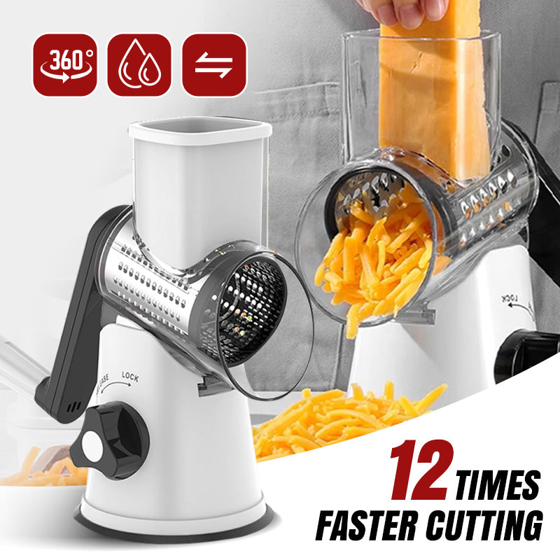 🧀🥕✨ 3 in 1 rotierende Käsereibe & Gemüseschneider – Schnell, praktisch & platzsparend!