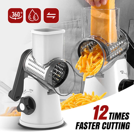 🧀🥕✨ 3 in 1 rotierende Käsereibe & Gemüseschneider – Schnell, praktisch & platzsparend!