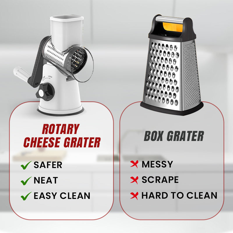 🧀🥕✨ 3 in 1 rotierende Käsereibe & Gemüseschneider – Schnell, praktisch & platzsparend!