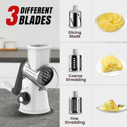 🧀🥕✨ 3 in 1 rotierende Käsereibe & Gemüseschneider – Schnell, praktisch & platzsparend!