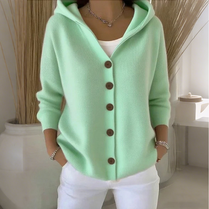 ☁️✨ Damen Kapuzen-Strickcardigan mit Knopfleiste – Bequem & Stylish💛