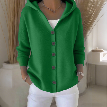 ☁️✨ Damen Kapuzen-Strickcardigan mit Knopfleiste – Bequem & Stylish💛