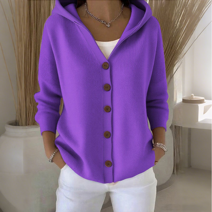 ☁️✨ Damen Kapuzen-Strickcardigan mit Knopfleiste – Bequem & Stylish💛