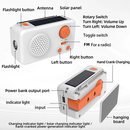 Notfall-Solarradio mit Handkurbel, Taschenlampe und Powerbank📻 – perfekt für Ihr nächstes Abenteuer oder Ihr Notfallset.